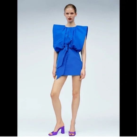 ZARA NEW WOMAN VOLUMINOUS TOP DRESS LIMITED EDITION BLUISH REF: 3377/660 - Picture 5 of 11